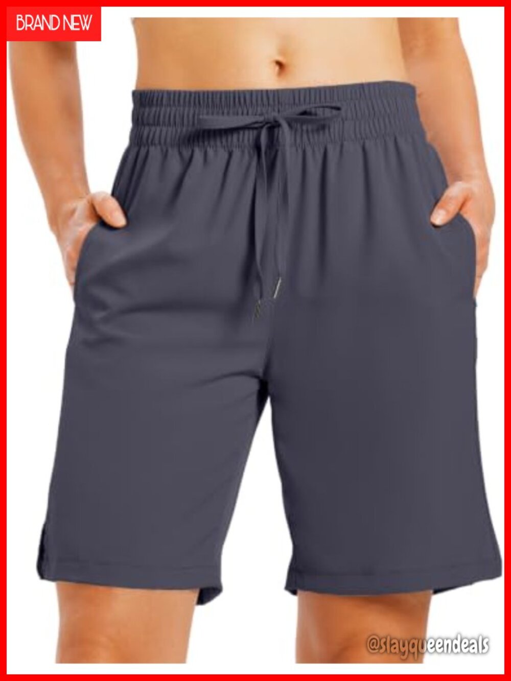 Women's 9" Athletic Bermuda Shorts Quick Dry Gym Running Workout with Pockets